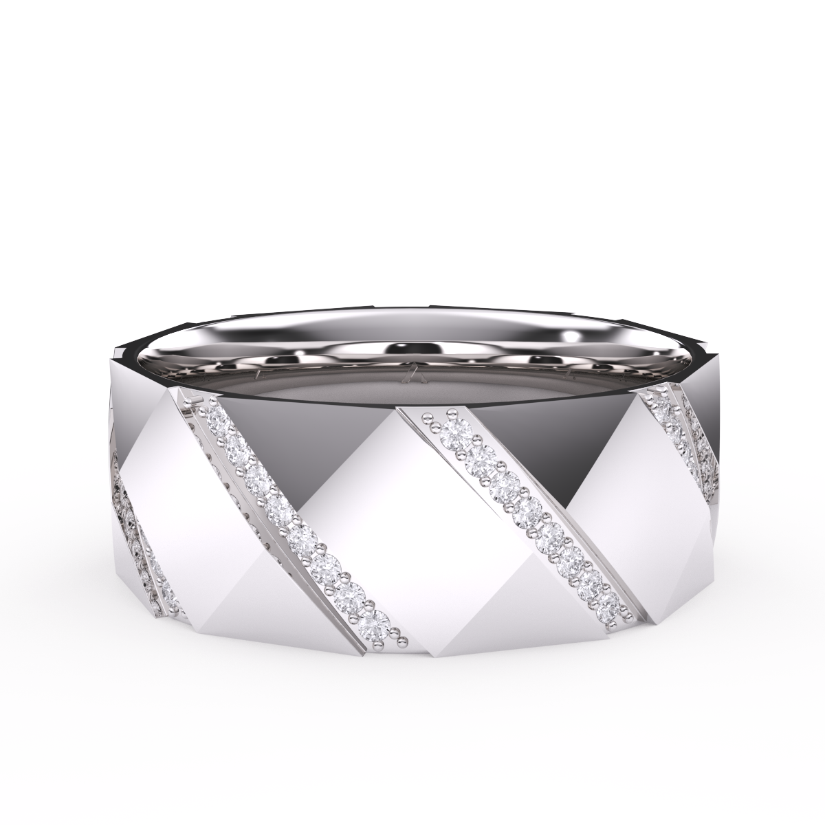 Attractive Diamond Wedding Mens Band